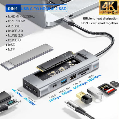 8-in-1-USB-Hub mit M.2 SATA slot